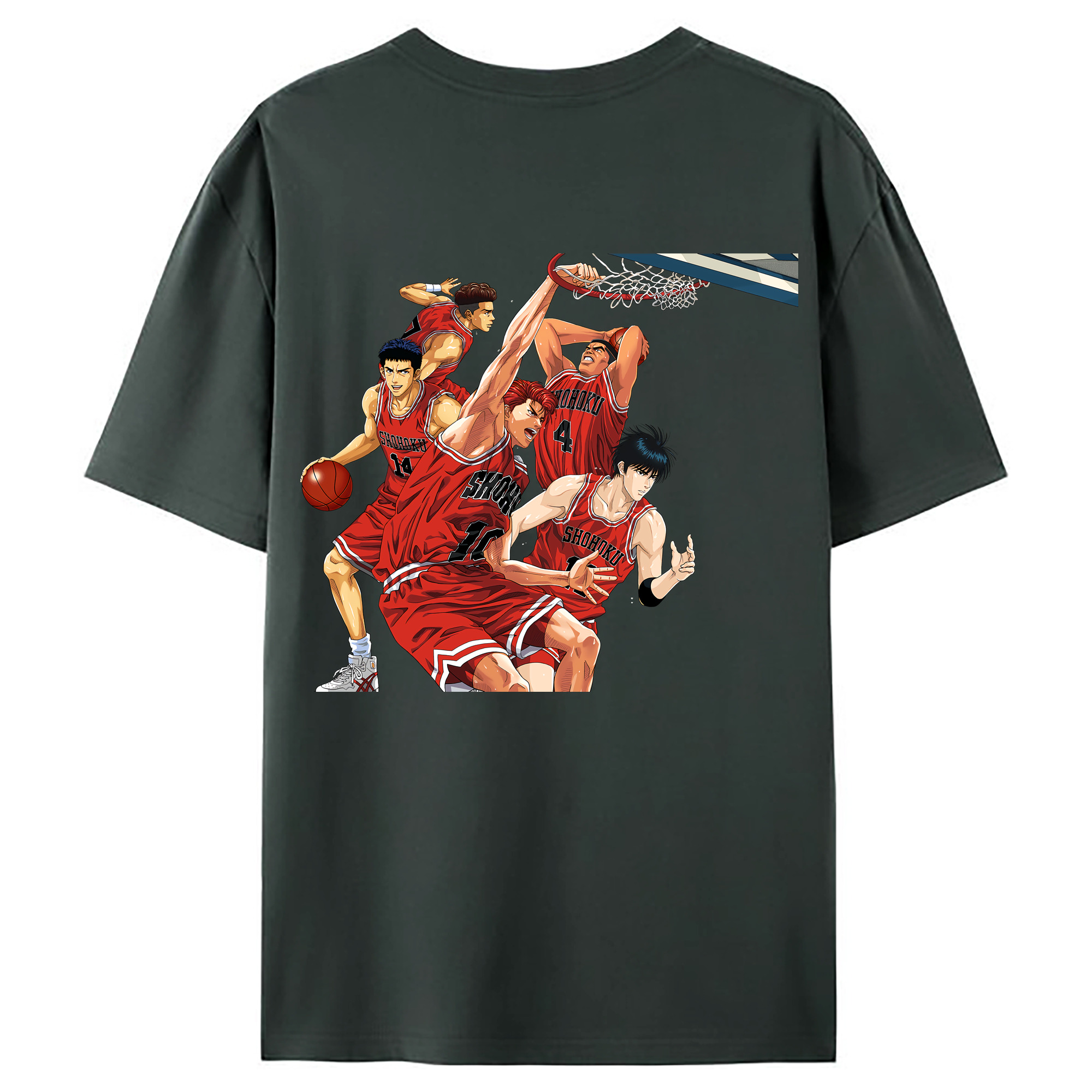 （画像用） SLAM DUNK／スラムダンク 綿100％ メンズ半袖Tシャツ（バックプリント） 通気性